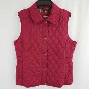 LL Bean Quilted Riding Vest Size XL Cherry Wine / Berry / Maroon